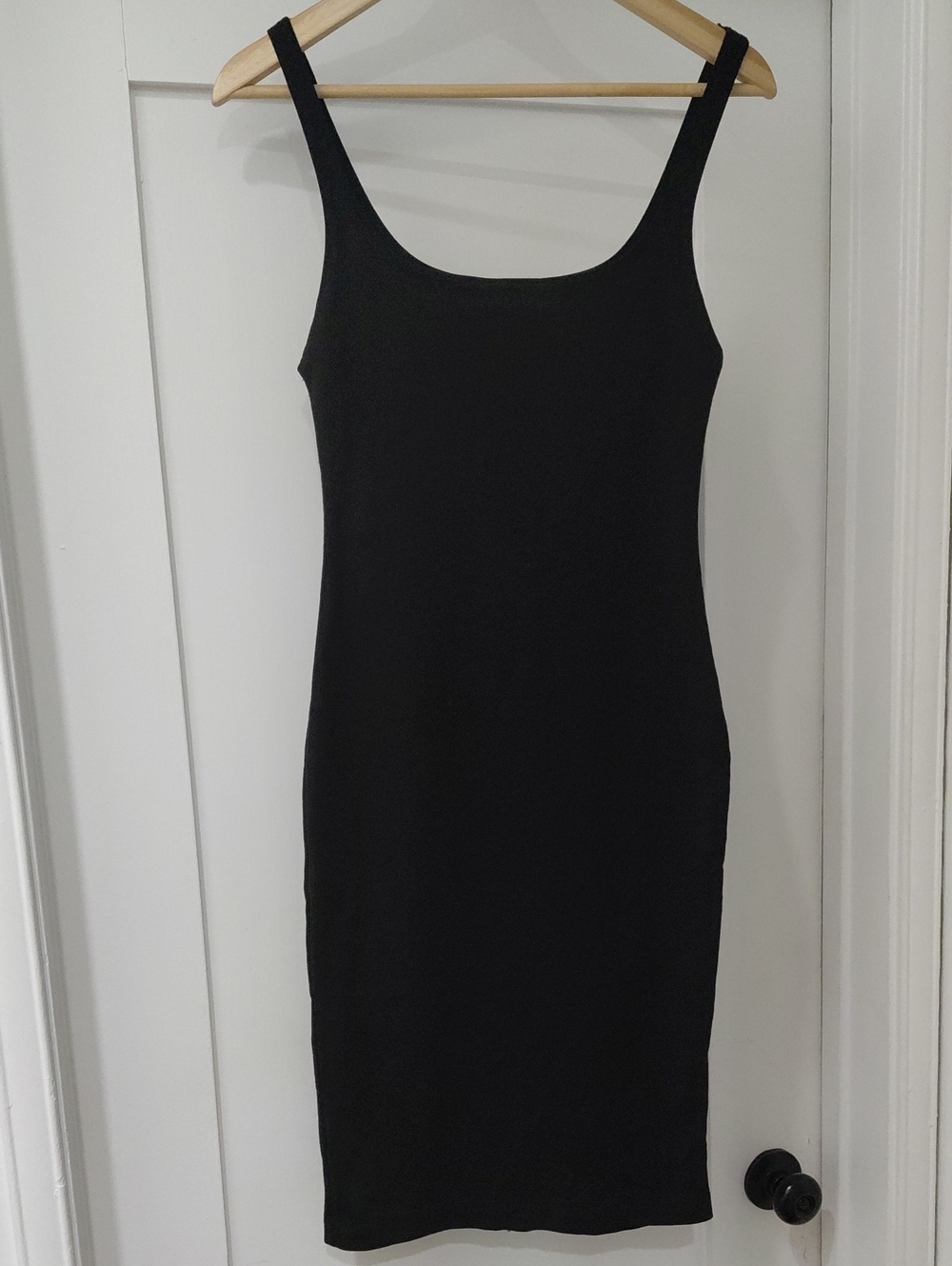 ZARA Black Midi Scoop Neck Bodycon Dress